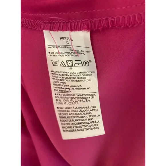 Banana Republic Petite Magenta Ruched Front 3/4 Sleeve Dress Size 0 - Picture 5 of 6